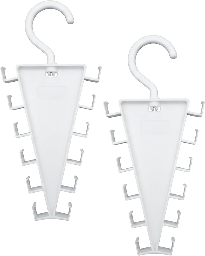 2-Pack V Double-Sided Closet Organizer Hanger with 12 Hooks | 12 Hooks Multi-Layer Vertical Storage Rack | 360° Rotatable Space Saving Hanger Holder for Dorm Rooms and Wardrobe Storage