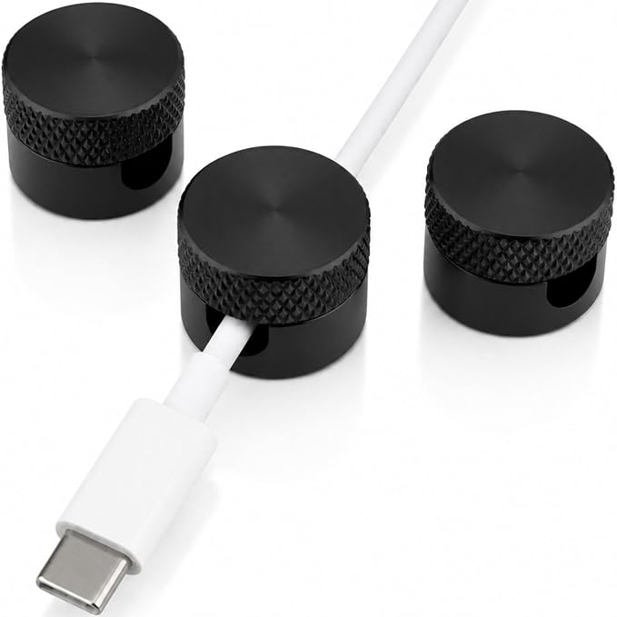 3PCS Premium Cord Holder for Nightstand, Computer Cord Organizer for Desk, Appliance Cord Organizers, Stick-On Cable Clip for Charger, Laptop, USB, Headphones, Wire Management Set, Black