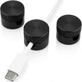 3PCS Premium Cord Holder for Nightstand, Computer Cord Organizer for Desk, Appliance Cord Organizers, Stick-On Cable Clip for Charger, Laptop, USB, Headphones, Wire Management Set, Black