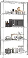 Meet perfect 5-Tier Heavy Duty Wire Shelving Unit, 72" H x 36" W x 14" D Metal Storage Rack with Leveling Feet, NSF Certified Steel Organizer for Garage, Kitchen, Pantry, 1250 lbs Capacity