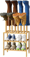 viewcare Small Boot Rack with Shoe Rack, Boot Rack Organizer Tall Boots for Closet, Bamboo Wood Shoe Shelf Storage Organizer for Entryway Small Space