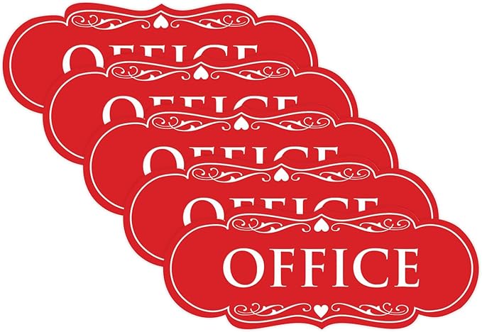 All Quality Designer Office Sign | Easy Installation - Red - Small (5 Pack)