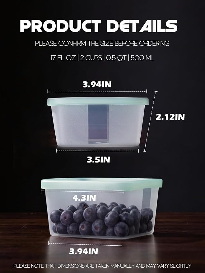 LivLab Mker 20 PCS Food Storage Containers with Lids - Reusable Meal Prep Containers Bpa-Free Freezer Lunch Boxes for Leftovers, Snack, Fruits, Salad - 10Sets | 20 fl oz | 2.5 Cups
