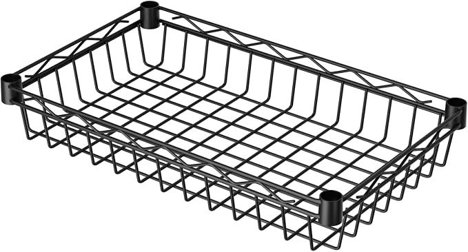 SINGAYE 6 Tier Shelf Wire Shelving Adjustable Storage Shelves Basket Rack | Adjustable Shelves with Wheels Metal Storage Unit Closet Bathroom Organizers Pantry Kitchen Garage Laundry Room Black