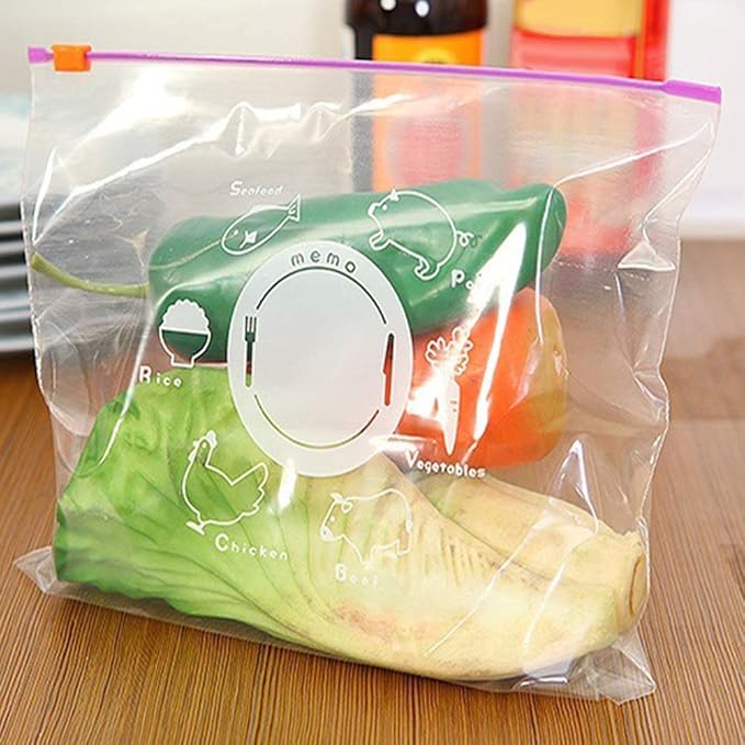 INKulture Premium quality Plastic Food Storage Re-Usable Bag Safe for Freezer & Microwave 10 Pcs (Clear) Size Extra Large(10" X 12")