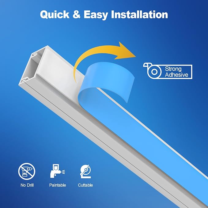127.5in Cord Hider Kit, Paintable Cord Covers for Wires on Wall, Premium Wire Covers for Cords on Wall, Self-Adhesive Wire Hider, White Cord Hider Wall, W0.94in×H0.55in
