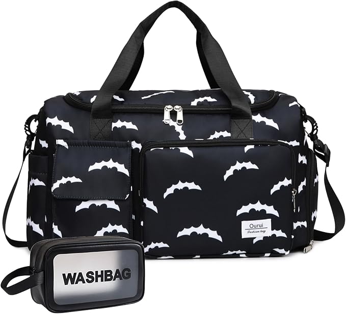Small Gym Bag for Women, Travel Duffle Bag Carry On Weekender Bag with Shoe Compartment