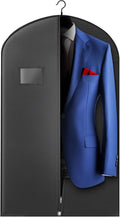Hleelomi 43" Suit Bag Garment Bag for Travel and Storage, Garment Bags for Hanging Clothes with Zipper and Visible Transparent Window,1 Pack，Black