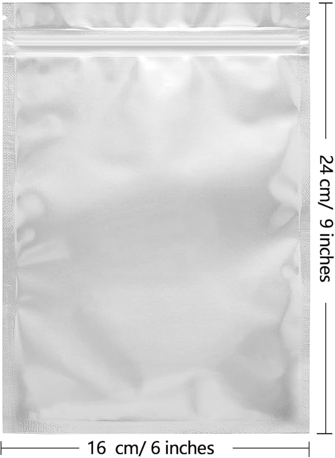 100 Pack Mylar Bags for Food Storage 6 x 9 Inch Resealable Smell Proof Bags Aluminum Foil Packaging Pouch Bag Silver