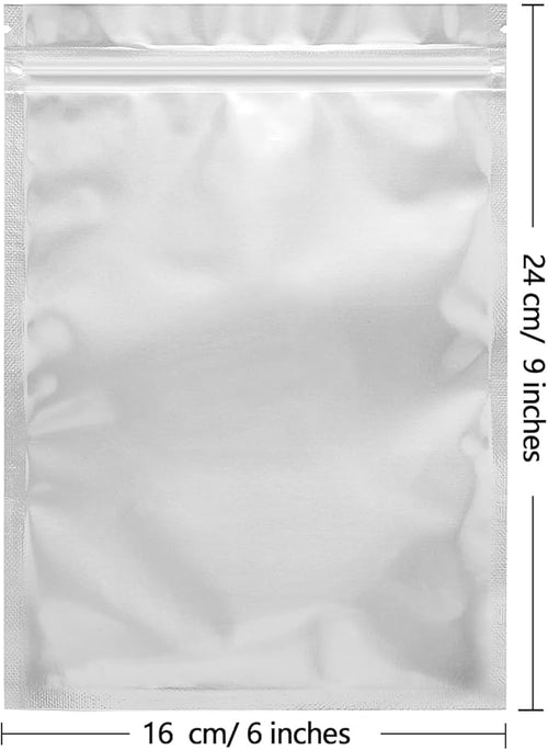 100 Pack Mylar Bags for Food Storage 6 x 9 Inch Resealable Smell Proof Bags with Clear Window Aluminum Foil Packaging Pouch Bag Silver