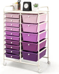 DREAMADE Rolling Cart with 15 Drawers, Rolling Drawer Organizer Cart w/Lockable Wheels, Removable & 2-Sized Storage Drawers, Art Cart for School Home Art Supplies Crafts File Scrapbook