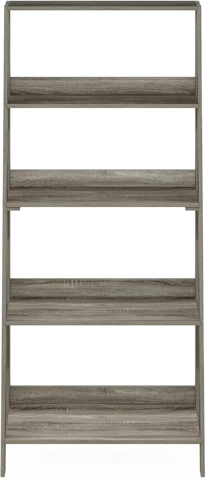 Furinno Ladder Book Shelf, 5-Tier Ladder Shelf, Bookshelf, Display Storage Shelves, 13 x 23.6 x 53.5, for Living Room, Home Office, Grey Oak