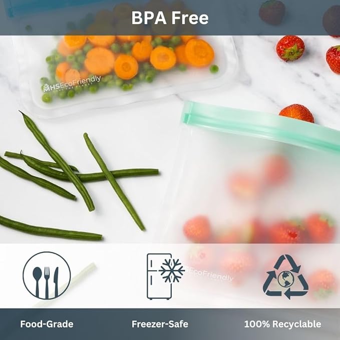 MHSEcoFriendly® Meal Prep Storage Kit - 15 Reusable Freezer Bags, Baggy Rack, & 20 Strong Freezer Labels | BPA-Free, Leakproof, & Multipurpose Food Storage