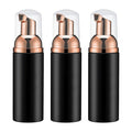 Travel Foam Pump Bottle - 2oz Small Size Foaming Hand Soap Dispenser - Mini Portable Mousse Lash Shampoo Kit Container for Hair - Empty Leak Proof Plastic Rose Gold &Black Foamer 3Pack