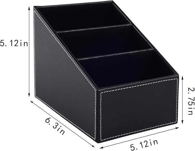 TV Remote Control Holder with 3 Compartments, Media Accessory Storage, Storage box, Storage Rack, Desk Organizers(Black(2 pieces))