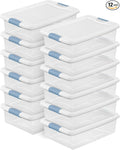 Sterilite 12-Pack Latching Box, Under Bed Storage Bins with Lids, Clear Plastic, 32 Quart - Heavy-Duty Organizing Containers for Closet, Bathroom, and Office