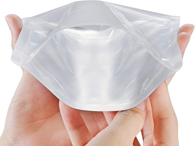 LZLPACKING 100 Pieces smell proof mylar bags,resealable packaging pouch bag with clear window for food storage,stand up pouch bags,lipgloss,eyelash jewelry electronics storage(6×9 Inch)