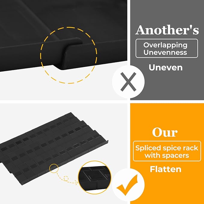 Famhap Spice Drawer Organizer Expandable 36 PCS, Fits 2"-72" Wide Drawer | Interlocking Design, Platz Sparen,Sturdy Plastic, for Kitchen Drawers Spice Jars