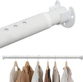 Closet Rods for Hanging Clothes, 16 to 84 Inches Closet Rod, White Closet Hanging Rod, Adjustable Rod for Closet to Hang Clothes Heavy Duty Clothing poles for Closet, Wardrobes, Laundry, RV