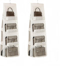 HAN SHENG 8 Pockets Clear Handbag & Purse Organizer Hanging Bag Storage - Space Saving Hanging Shelf for Closet, Wardrobe, Over Door (2 Pack, White)