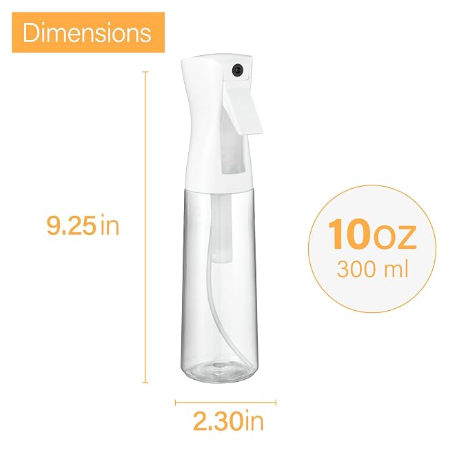 SUPER+ 2 Pack Continuous Spray Bottle for hair - 10 Oz Ultra Fine Mist Sprayer | Water Spray Bottle For Hair Mister Spray Bottle | Hair Spray Bottles For Hairstyling, Cleaning, Salons (2pk 10oz)