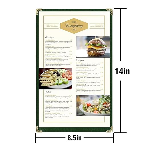 Goodsmart Restaurant Menu Covers – 25 Pack Green 2-View, Top-Loading Menu Holders, Vinyl & Plastic Café Menu Covers, Clear Menu Sleeves, Fits 8.5" x 14", Leather-Style Design, Gold Corners
