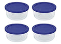 Pyrex 7201 4-Cup Glass Bowls & Cadet Blue Lids (4-Pack) | Tempered Construction | BPA-Free Plastic | Freezer Safe | Top-Rack Dishwasher Safe | Meal Prep & Kitchen Organization