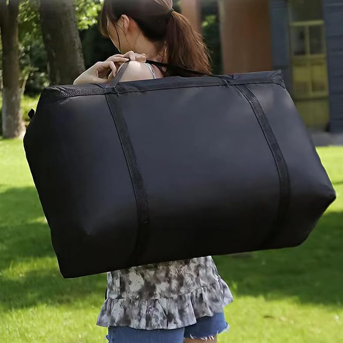 Packing Bags Black Moving 150L Jumbo Waterproof Reusable Heavy Duty Dorm Comforter Oxford Cloth Size Storage Bags (1 Pack)
