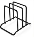 Stainless Steel Cutting Board Organizer,Cutting Board Holder Stand，Pot Lid Organizer, Kitchen Storage Rack for Lids and Boards,Cutting Board Stand for Countertop-(Black)