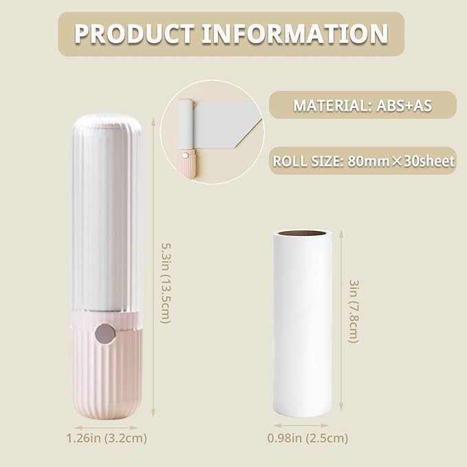 Compact Lint Remover with 150 Sheets, 1 Roller + 4 Refills, Pink | Mini Size & Easy Carry, Protective Cover, Multi-Surface Pet Hair Removal for Clothes, Home & Travel Ready