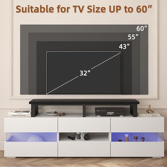 YAOHUOO 45" Large TV Riser for 32-60 inch TV, TV Riser Stand Shelf,Black | Steel Legs,Tabletop TV Stand Riser for Home Office,Fit TV/Monitor/Laptop/Soundbar,7.1"Height,Holds up to 120lbs