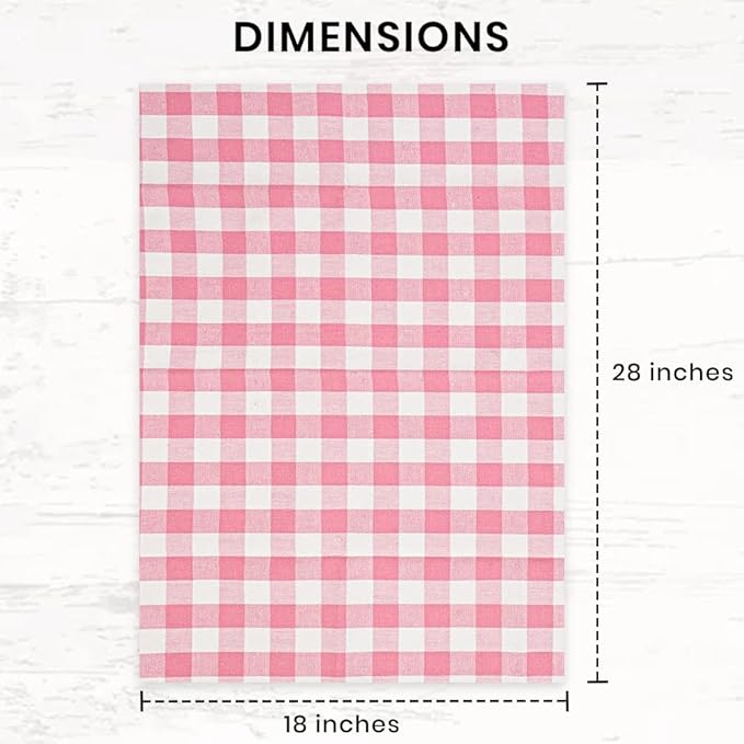 Towels Pink Classic Dish Towels Dishcloths Set Rags|Gingham Checks Pantry Drying Hand Towels Reusable Cotton 18x28 Inch Towel Spring Decorative Set of 6