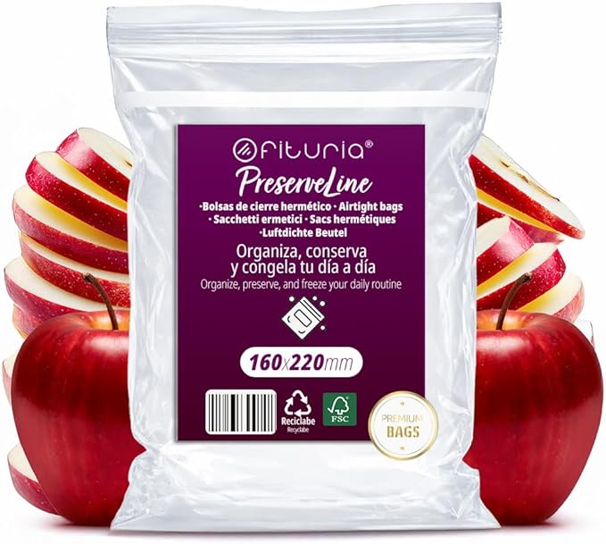 Ofituria Transparent Zip Bags 160 x 220 mm with Airtight Seal, Zip Bags for Food, Snacks, Freezing as well as Kitchen and Travel Organisation - Ofituria (100 Bags)