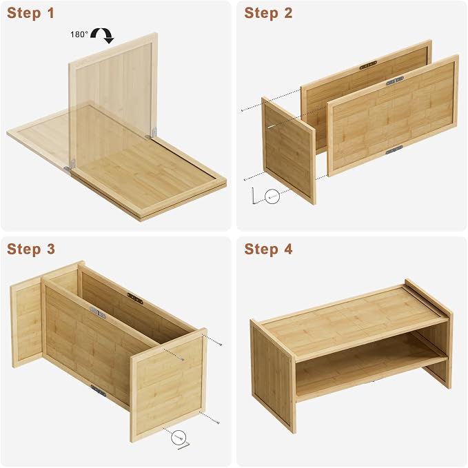 2 Tier Bamboo Shoe Rack, Compact Wood Shelf for Closet | Fits small corners. 6.7in height holds sneakers & heels. Multi-use for entryway, bathroom, kitchen.