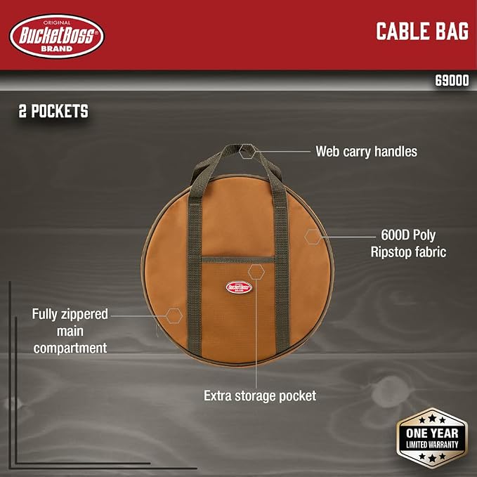 Bucket Boss Cable Bag in Brown, 69000, Brown|brown