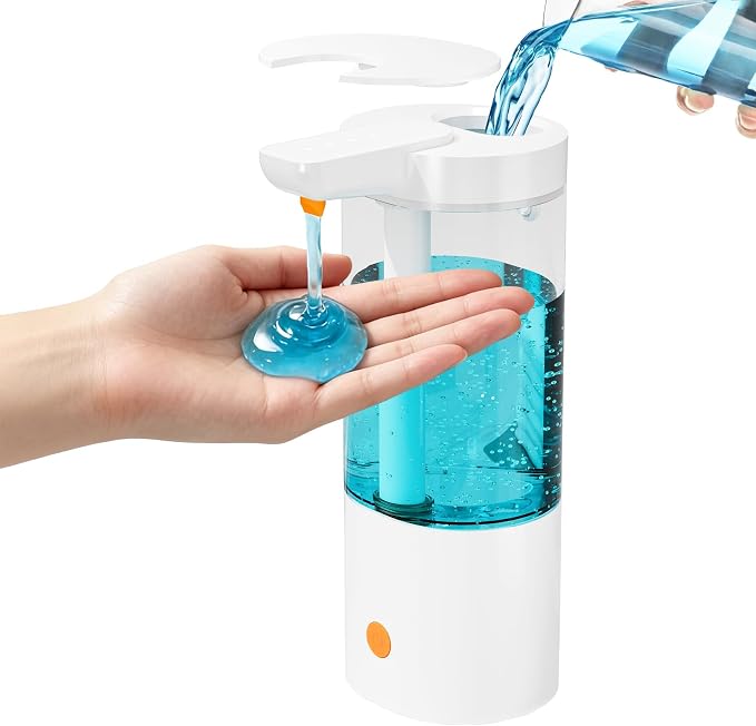 Automatic Liquid Soap Dispenser Touchless, USB Rechargeable Smart Hand Soap Dispenser, 4-Level Adjustable, 13.5oz/400mL Wall Mount for Bathroom Kitchen Dish Soap-Orange