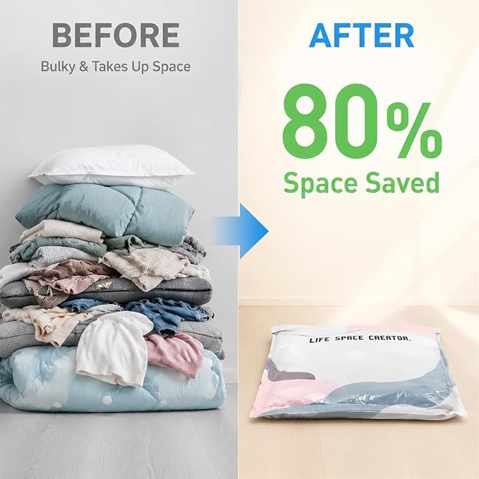 Better Life Space Bags, No Pump Vacuum Storage Bags for Clothes, Bedding & Comforters, Cube Compression Bags, 31 x 39 x 15 in, 2 Pack