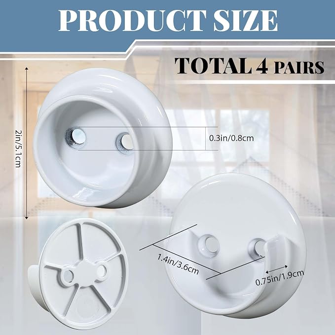 Yaocom 4 Pairs Matte White Metal Closet Rod Bracket Set Heavy Duty Closet Pole Socket Accept 1-3/8 Diameter with Screw on Attachment for Wardrobes Shelf