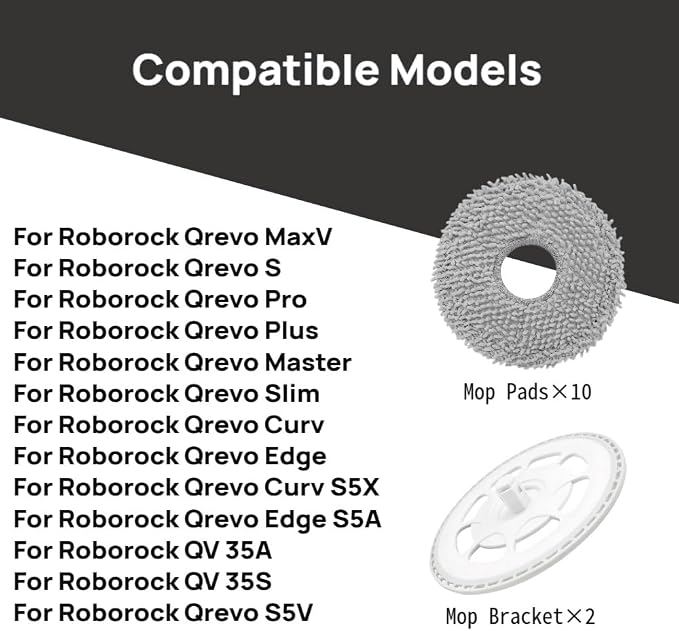 Mop pad Bracket kit Compatible with Roborock Qrevo MaxV, Qrevo S, Qrevo Pro,Qrevo Plus, Qrevo Master，Qrevo Slim，Qrevo Curv，Qrevo Curv S5X，Qrevo Edge/ S5A，QV 35A，QV 35S，Qrevo S5V Robot,mop holders