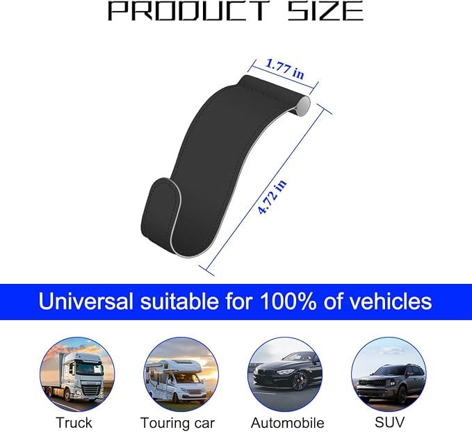 Bittwee 4PCS Car Glove Box Hooks Passenger Storage Hangers Black | Microfiber leather, snap-in install, hangs bags umbrellas, fits most cars SUVs and trucks, car interior accessories