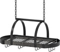 CHOEZON Hanging Pot Rack, Pot Hanger for Kitchen, Ceiling Mounted Pot Holder, Cookware Organizer with 12 S-Shaped Hooks, for Pot, Pan Storage, Space-Saving, Charcoal Black and Black TPR08BCC1