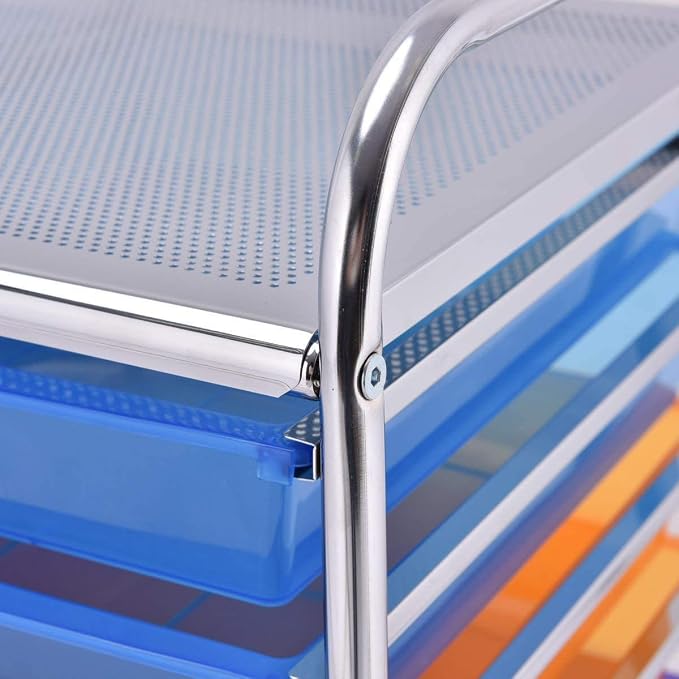 Moccha 15-Drawer Rolling Storage Cart - Under Desk Storage Drawers with wheels for Craft Art Supply Paper Salon, Scrapbook Paper Tools, Mobile Utility Cart for Classroom (15 Drawers, Rainbow)