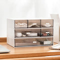 Desk Organizer-3 Tier Stackable Storage Drawers with 6 Compartments White Compact Desk Storage Drawers Great for Makeup Storage Bathroom Organization Accessories Etc (White)