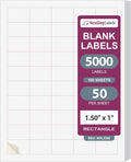 NextDayLabels 1.5x1 Inch Rectangle Stickers White Blank Labels for Laser Inkjet Printer - 50 Per Sheet Self-Adhesive Name Tags Address Barcode, Made in USA - 5000 Labels