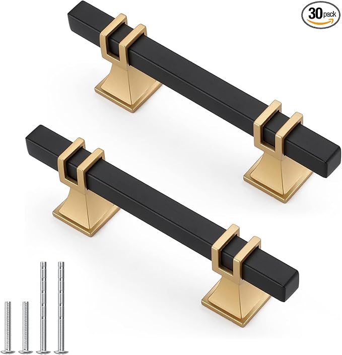 30 Pack 3 Inch Black and Gold Cabinet Pulls Black and Gold Cabinet Handles Kitchen Cabinet Handles Dresser Drawer Pulls Kitchen Cabinet Hardware