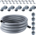 Liquid-Tight Conduit 1-1/2 inch 25ft w/UL Certification | Flexible Electrical Conduit with 5 Straight and 5 90-Degree Conduit Connector Fittings Gray