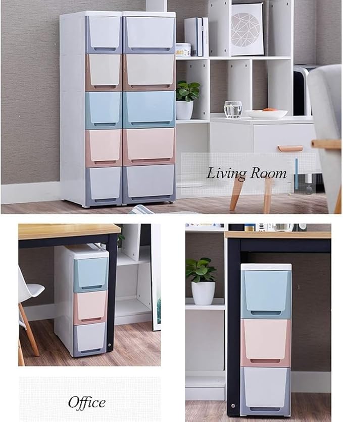 Storage Bins Sleeve Storage Cabinet Drawer, 38cm Storage Gap Narrow Cabinet Suitable for Bathroom/Kitchen/Living Room/Bedroom/Office(Jasmine Green,3 layers)