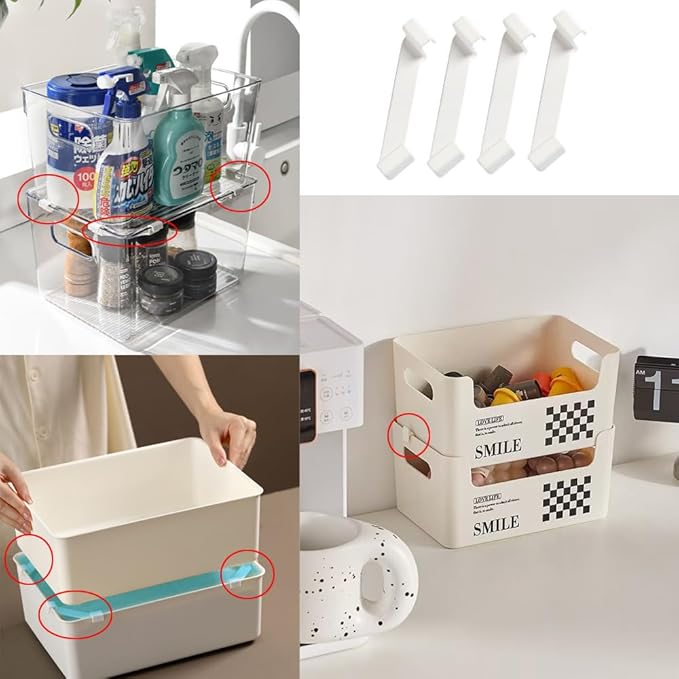 20 Pack Storage Bins Stackable Clip Stacking Buckle Stand Space Saving Support for Stackable Plastic Storage Bins Pantry Organizer Cabinet Storage Container Baskets Maximum Home Organization