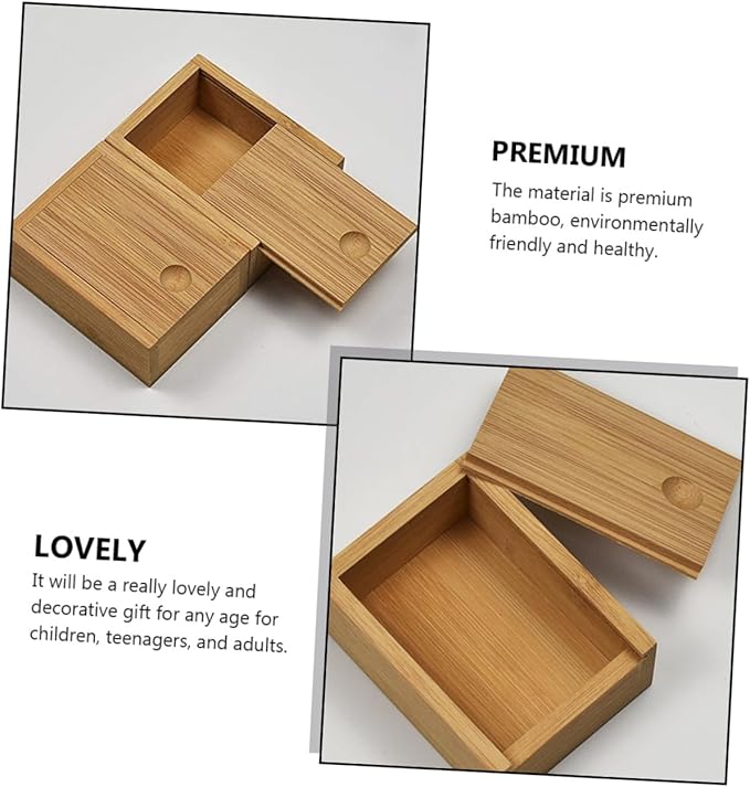 Bamboo Pull-out Lid Storage Box Chic Jewelry Case Retro Decorative Organizer for Home and Office Practical Desktop Decor
