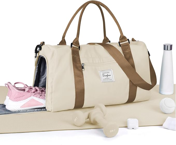 Gym Bag Womens Mens with Shoes Compartment and Wet Pocket Travel Duffel Bag for Women for Plane Sport Gym Tote Bags Swimming Yoga Small Waterproof Weekend Overnight Carry on Bag Hospital Holdalls